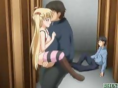 Hentai tittyfucked and wetpussy fucked by stranger in the toilet