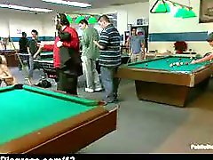 Natural busty blonde fucked and groped in pool hall