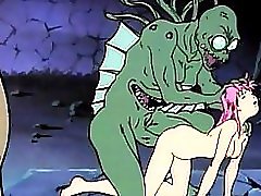 Sex crazed anime demons love drinking up pussy juice