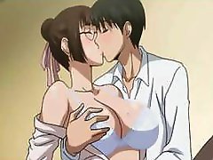 Busty anime gets groped and then gets her pussy banged hard