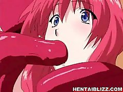 Caught hentai drilled by tentacles