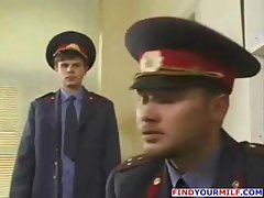 Chubby, busty brunette Russian police officer gets drilled at work