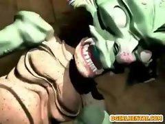 3D animated hentai brutally fucked by monster