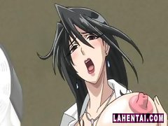 Young hentai chick masturbates using her fingers on public toilet
