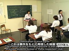 Subtitled CFNM Japan schoolgirls penis ejaculation club