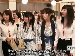 Subtitled Japanese AV stars harem foursome striptease