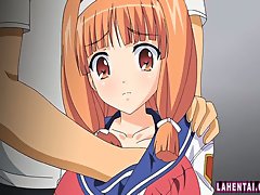 Hentai schoolgirl gets fondled and sucks guys hard cock
