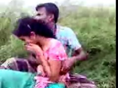 Village girl outdoor fun, she like only kiss
