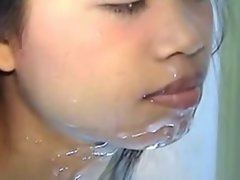 Thai teen fucked in bathroom great facial