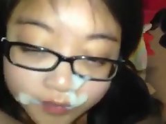 Chinese girl learning how to suck a black cock