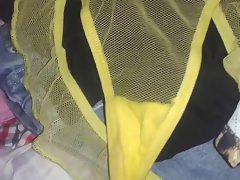 yellow sheer thong