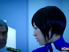 Japanese spacewoman gets a bukake fuck