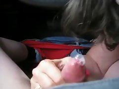 Granny street prostitute blows in the car