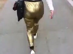 Ass in Gold satin pants