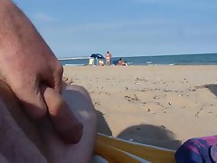 Cumming on Nudist Beach  with passers by watching!