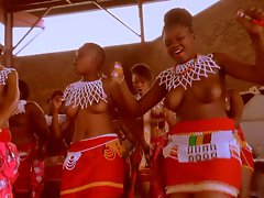 African girls show tits during tribe ritual