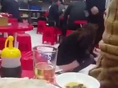 korean girl pee in middle of restaurant
