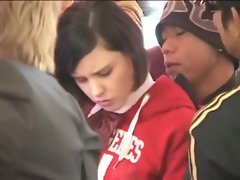 White School teen in uniform groped in Bus Public Amwf