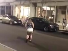BBW lifting skirt and showing her full diaper in public