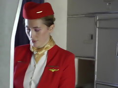 Passenger Fucks Airline Stewardess in NYLON Stockings and Heels!