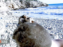 Beautiful little Tahitian girl Oldia Paris gets her wet pussy fucked on a Spanish beach